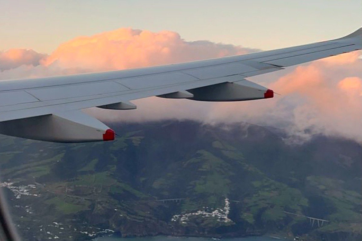 Departure flight over São Miguel Island coast, Azores
